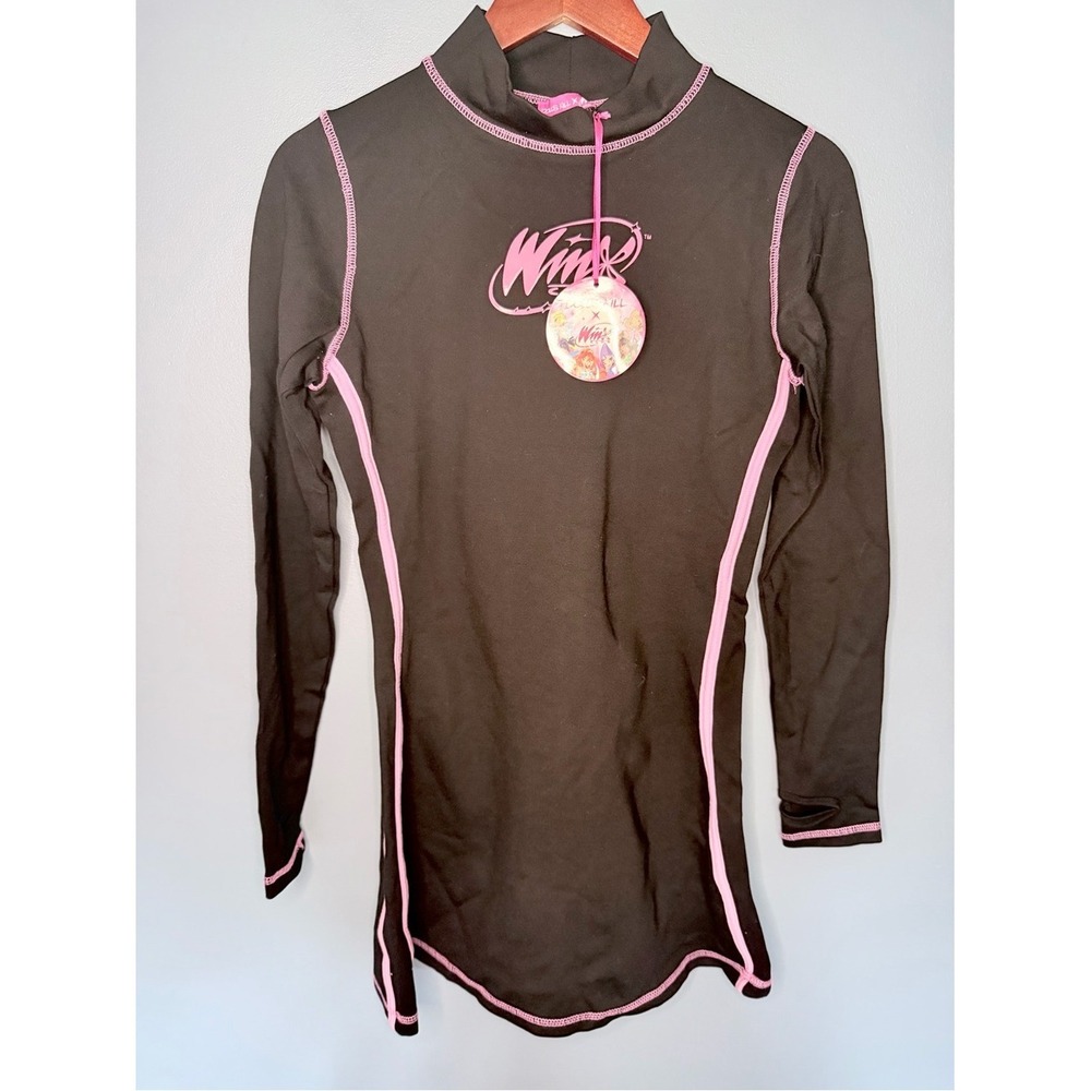 NWT Dolls Kill x Winx Club Black Pink Mock Neck Mini Dress Y2K Fairy | Size M